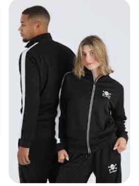 2000's Space Invaders Black Zip-Up Track Jacket White Stripe Detail size XL/ TG